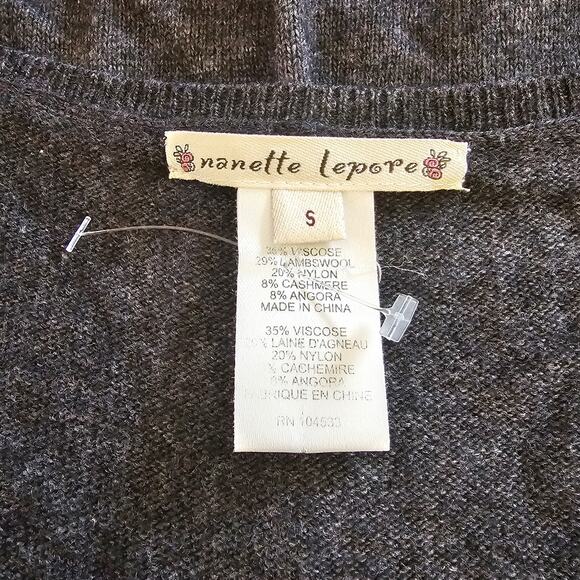 NANETTE LEPORE Gray Cashmere LambsWool Embellished Sequine Tank DRESS Small NEW - Picture 6 of 7